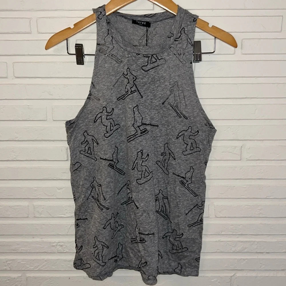 Terez Gray Winter Sports Racerback Workout Tank, Women’s Size Small